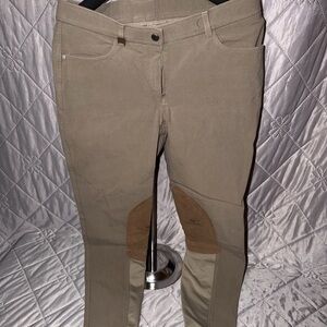 Romfh Women's Tan Riding Breeches with Brown Knee Patches